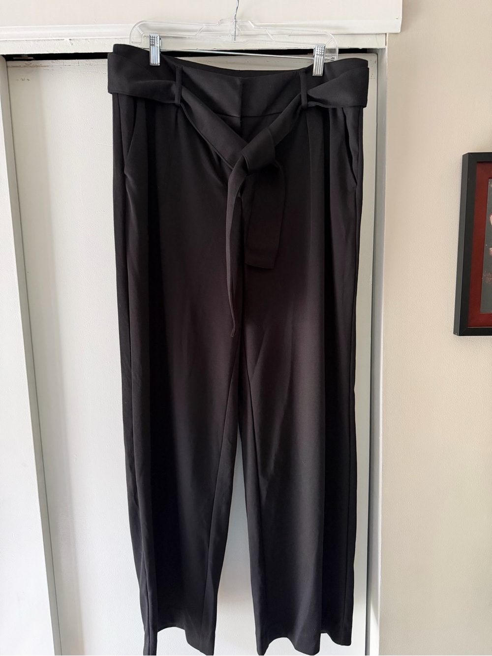 Liz Claiborne Black Wide Leg Paperbag Waist Pants with Self Tie